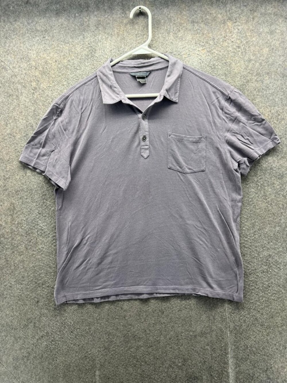 John Varvatos Polo Shirt Men Large Gray Silk Cotton Jersey Pocket Casual Knit